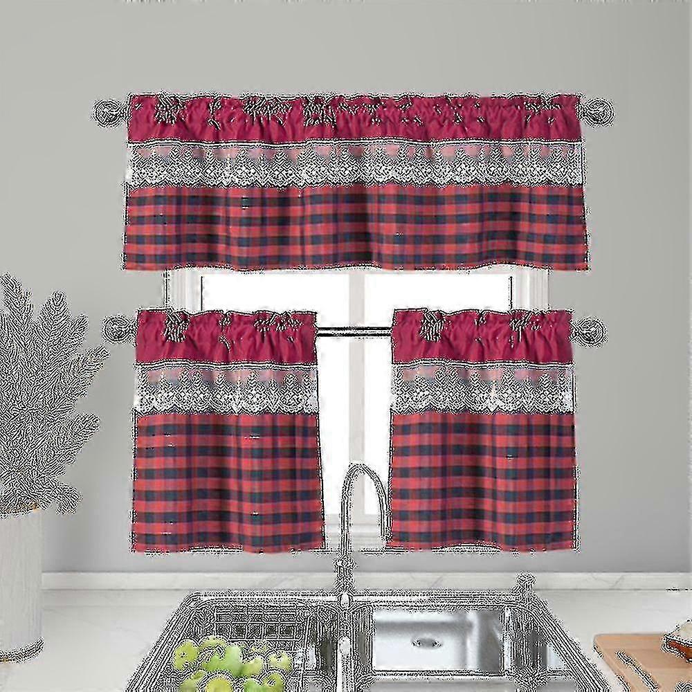 Kitchen Window Drapes with Valance Topper for Cafe Decor