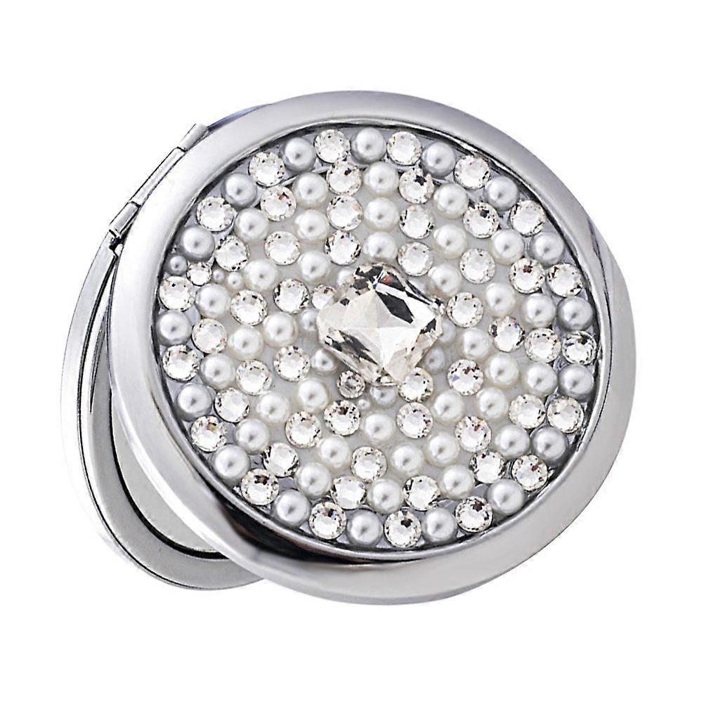 Silver Double-Sided Makeup Mirror Folding Compact Cosmetic Mirror 2Pcs