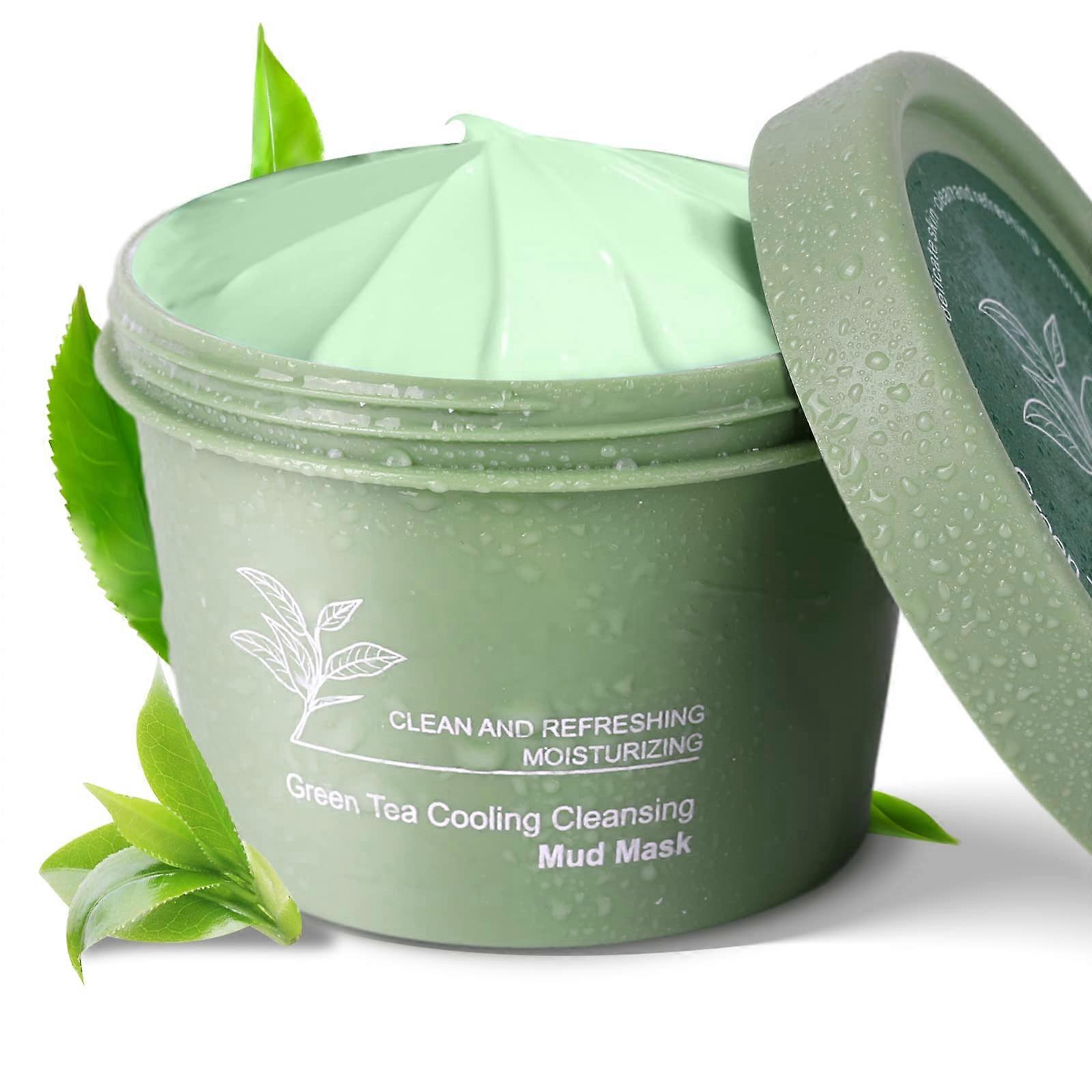 Green Tea Face Mask with Hydrating Clay for Deep Pore Cleansing and Redness Reduction, Organic Skin Care 3.52oz