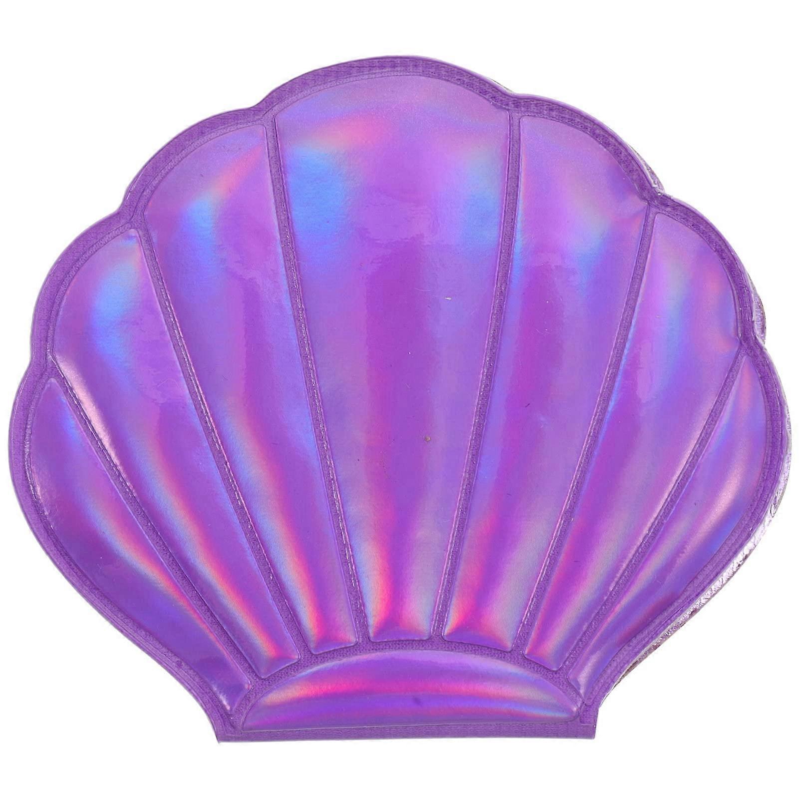 Compact Seashell Pocket Mirror, Double Sided Foldable Makeup Mirror for Travel, Purple