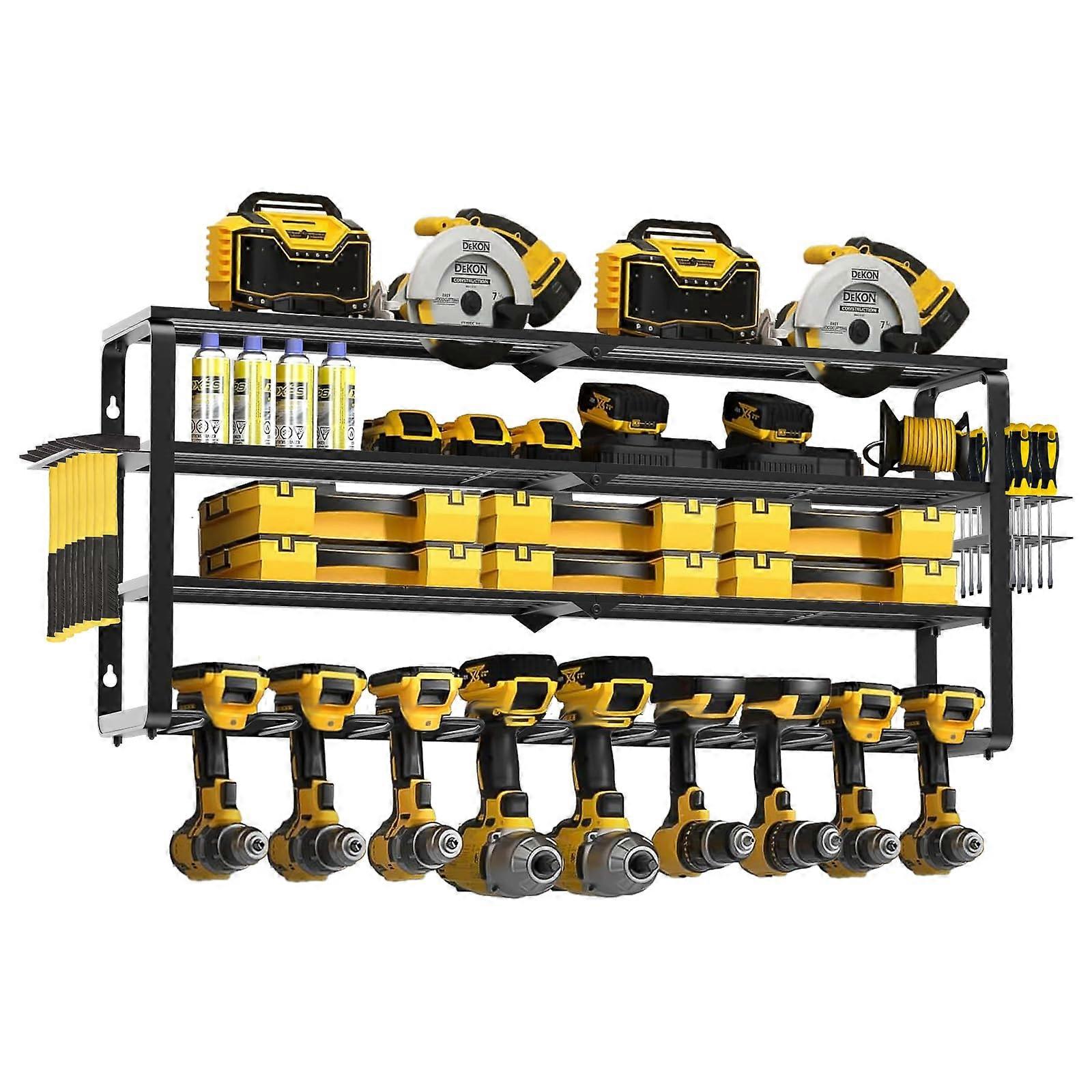 Heavy Duty Power Tool Organizer Wall Mounted, 4 Tier Cordless Drill Storage Shelf for Workshop
