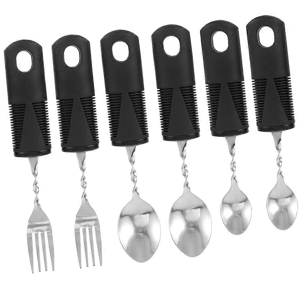 Portable Utensils Anti-Shaking Adaptive Utensils 2Sets Elderly Spoons Fork