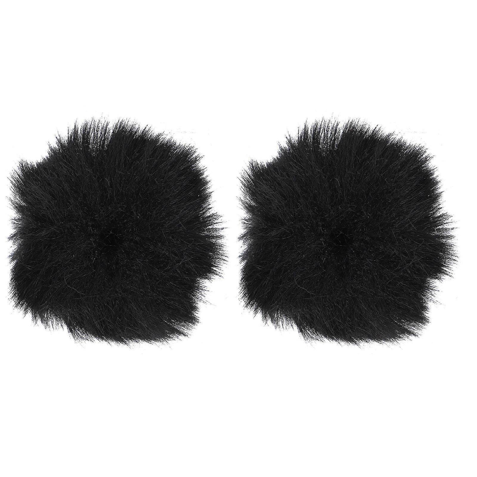 Microphone Cover for Microphone 2Pcs Black Artificial Wool Splash-Proof Sleeve