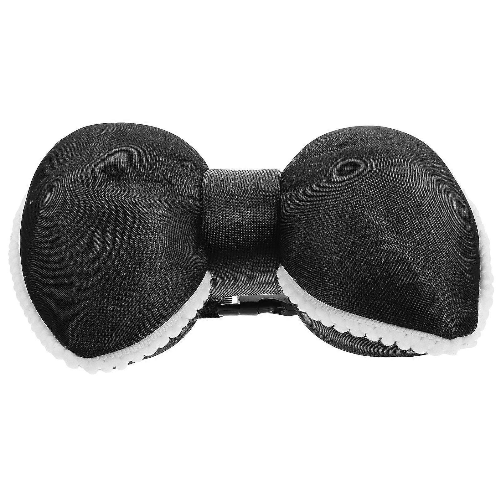 Car Headrest Pillow Bow Shape for Neck Support Black