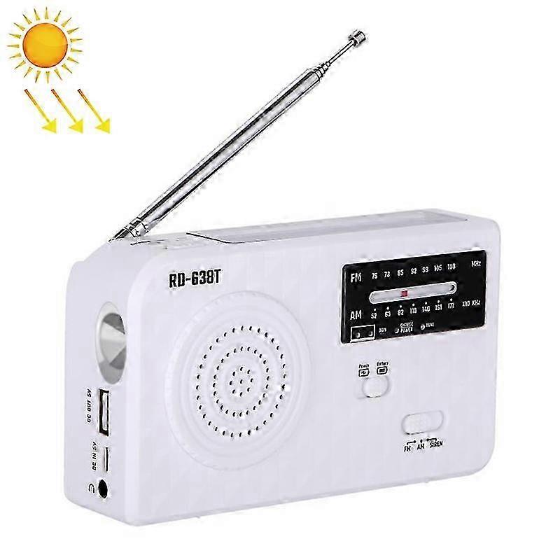 RD-638T Two-band Solar Powered AM / FM Radio Player Flashlight with Dynamo Function 2025
