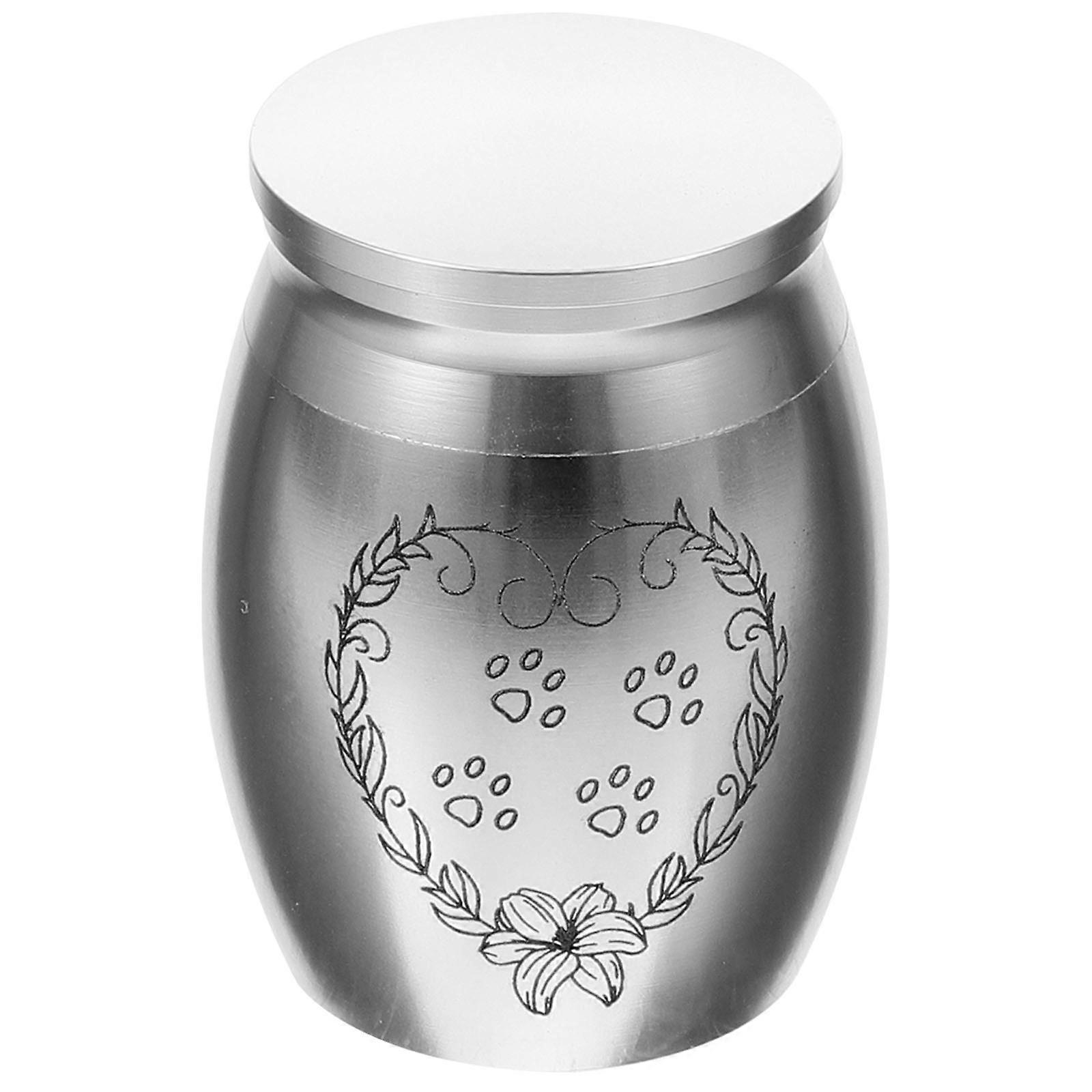 Alloy Pet Cremation Urns for Ashes Small 2Pcs Silver Keepsake Boxes