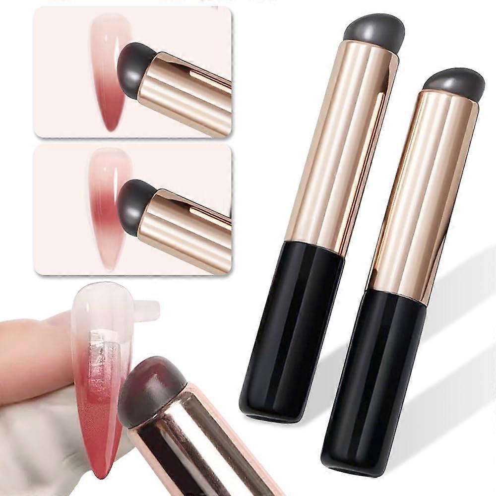 2 Pcs Silicone Nail Art Brush Set with Precise Tip, Reusable Gradient Tool for Manicure and Makeup