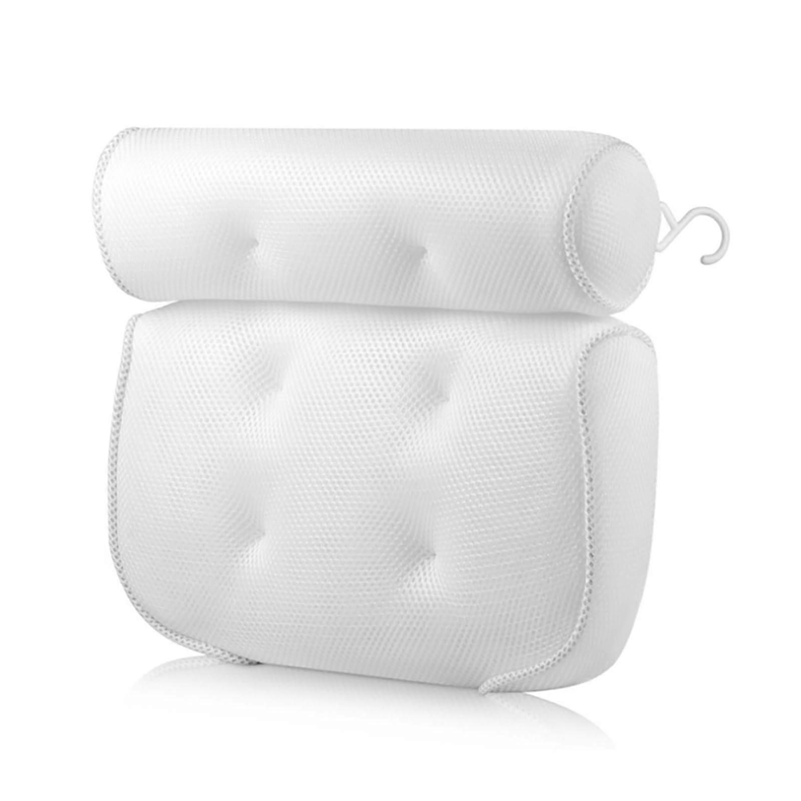 Bath Pillow with Ergonomic Neck and Back Support, QuickDrying 3D Mesh Spa Tub Cushion with Suction Cups