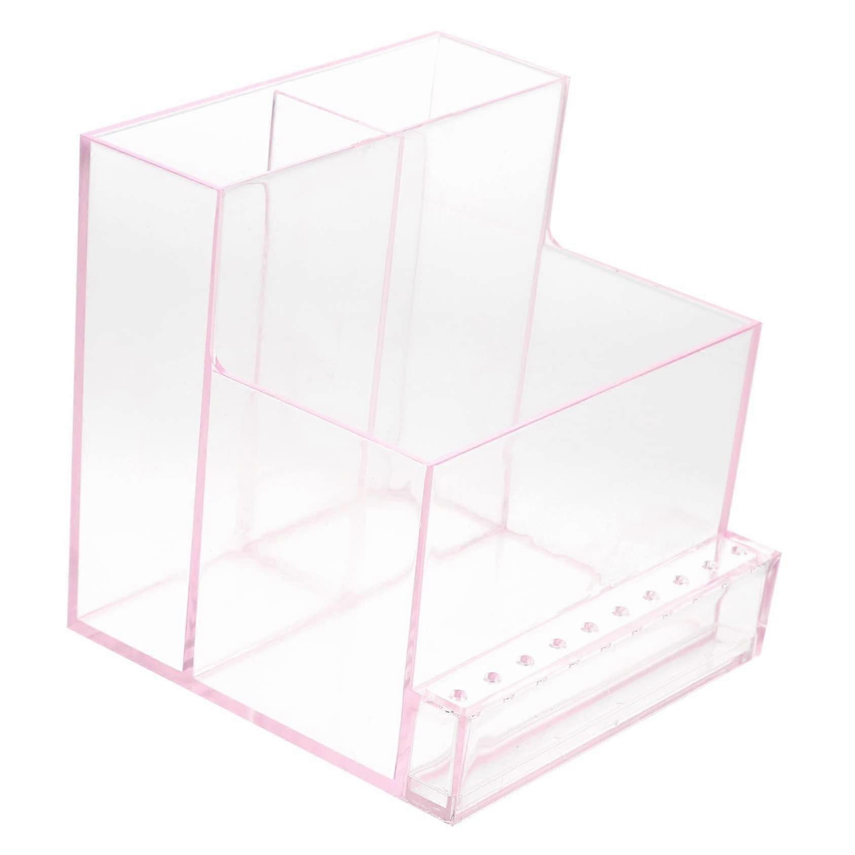 Pink Nail Drill Bit Holder Organizer with Easy Clean Surface and Universal Bit Compatibility