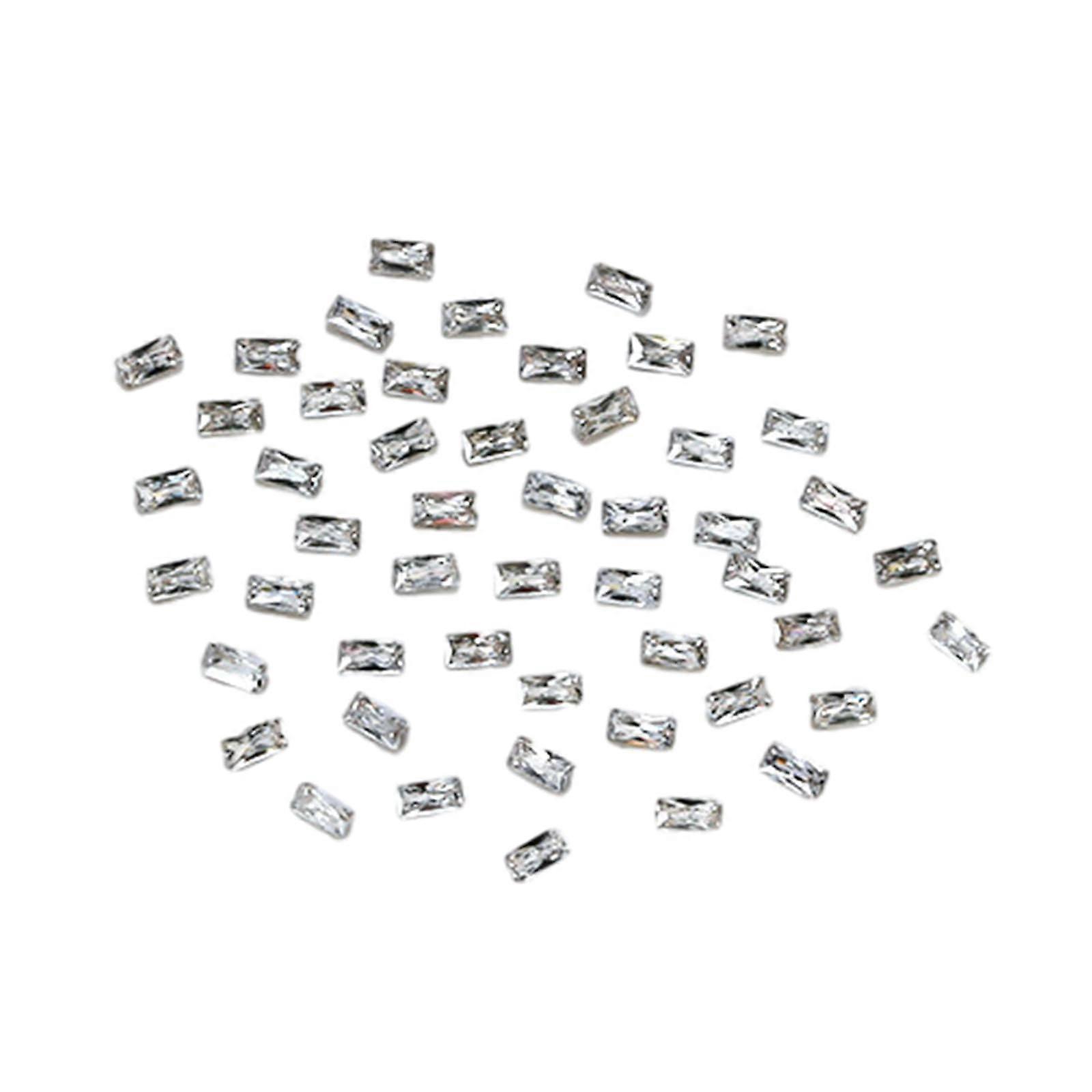 Nail Art Rhinestones Rectangular Pointed Bottom Zircon 50pcs Wedding DIY Crafts White