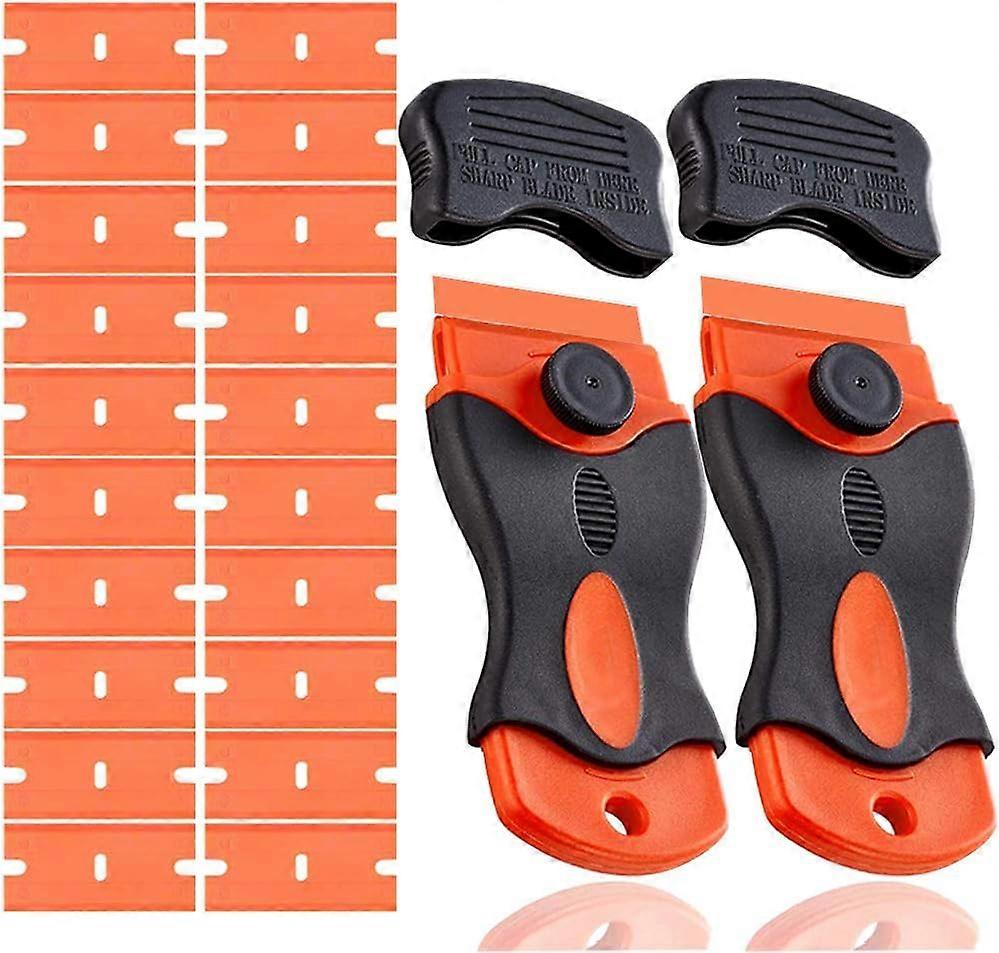 Premium 1.5" Plastic Razor Blade Scraper - Safe, Ergonomic, 22 Blades