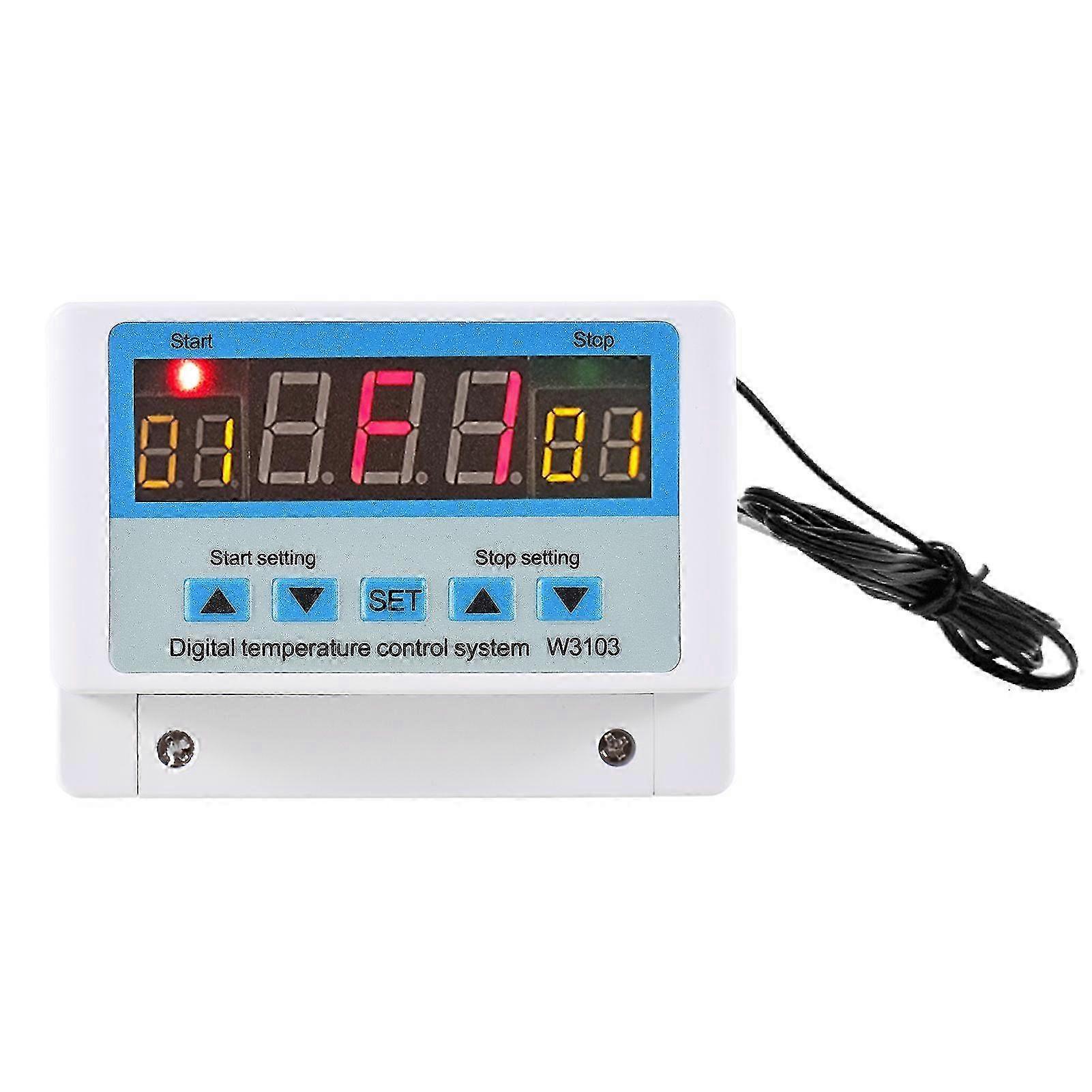 LED Digital Temperature Controller, 10A 110-220V AC Intelligent Heating Cooling Thermostat with Sensor
