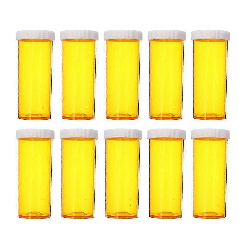 10Pcs Orange Medicine Bottle for Storage Use Plastic Pill Organizer