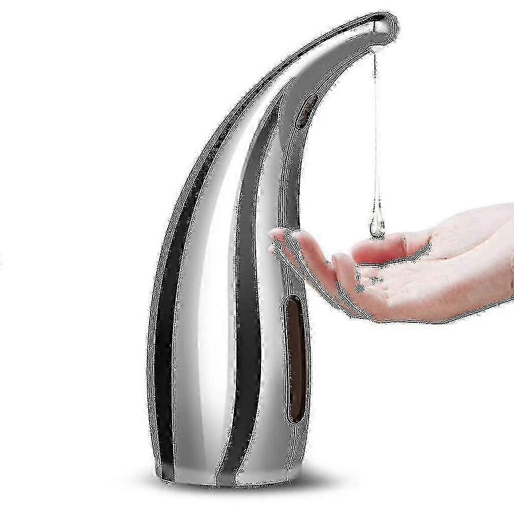 300ml Automatic Touchless Soap Dispenser Silver Infrared Sensor for Bathroom Kitchen--