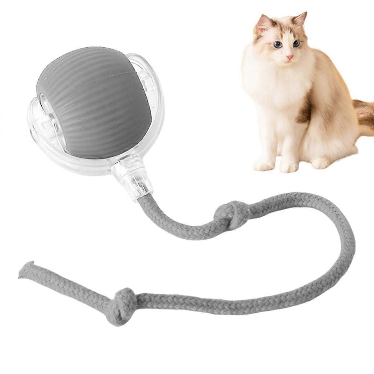 Interactive Automatic Cat Toy with Lights and Sounds, Smart Obstacle Avoidance, Rechargeable (Grey)