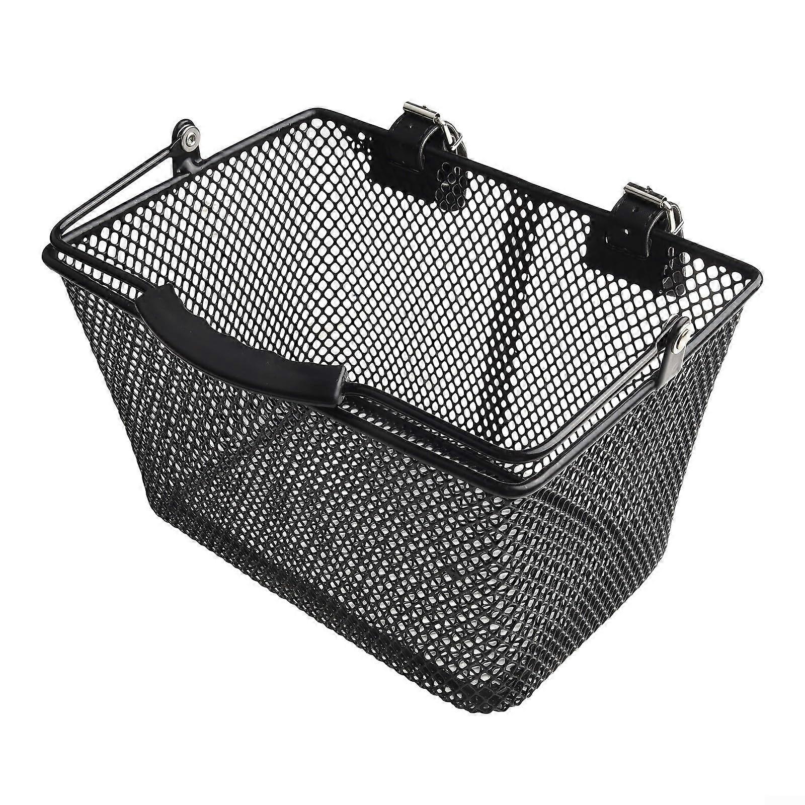 Children's Bicycle Basket with Durable Iron Frame, Removable Handle, Easy Install, Black