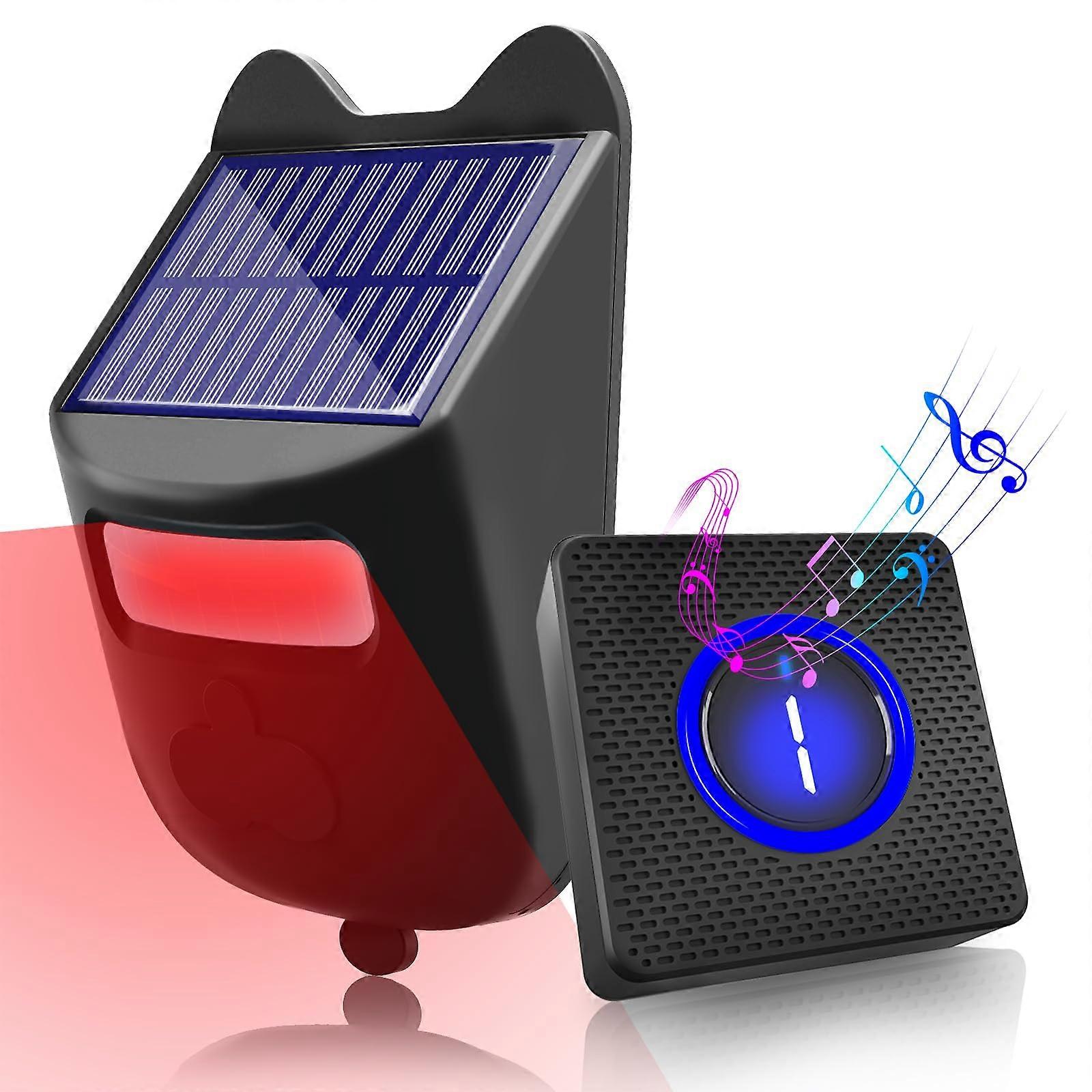 Solar Driveway Alarm with Wireless Long Range Motion Sensor, Weatherproof Solar Powered System, 1 Sensor and 1 Receiver