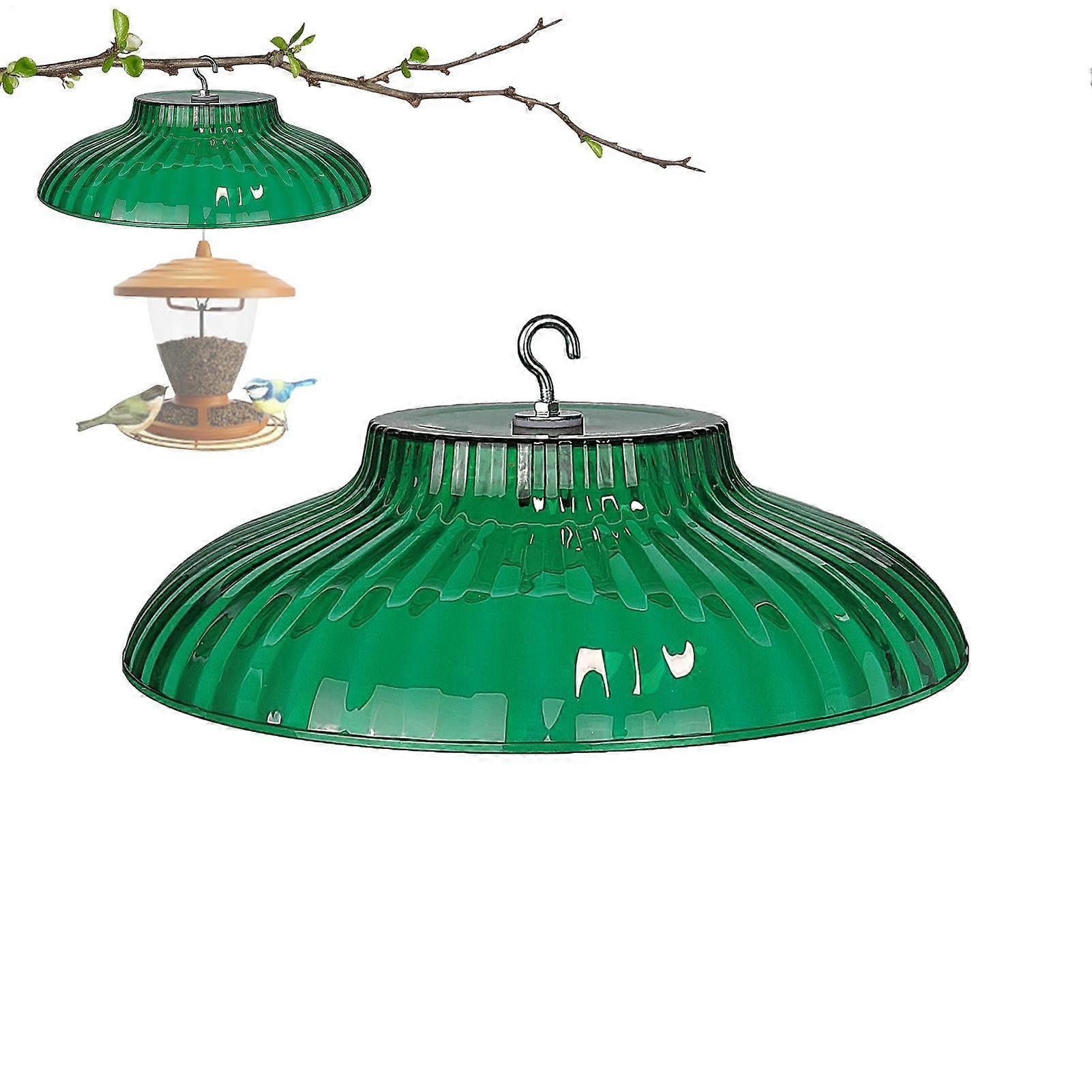 Squirrel Baffle for Bird Feeder, Weatherproof Bird Feeder Protector with Rain Shield and Easy Hook Installation, Green