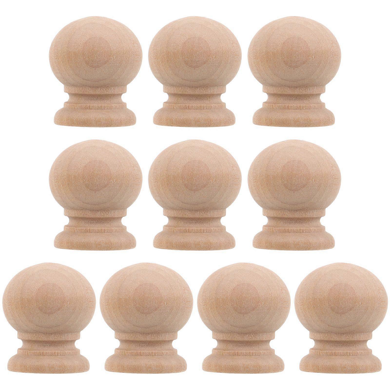 10pcs Wood Cabinet Knobs Dresser Drawers Knobs Sing Hole Wooden Pull Handles