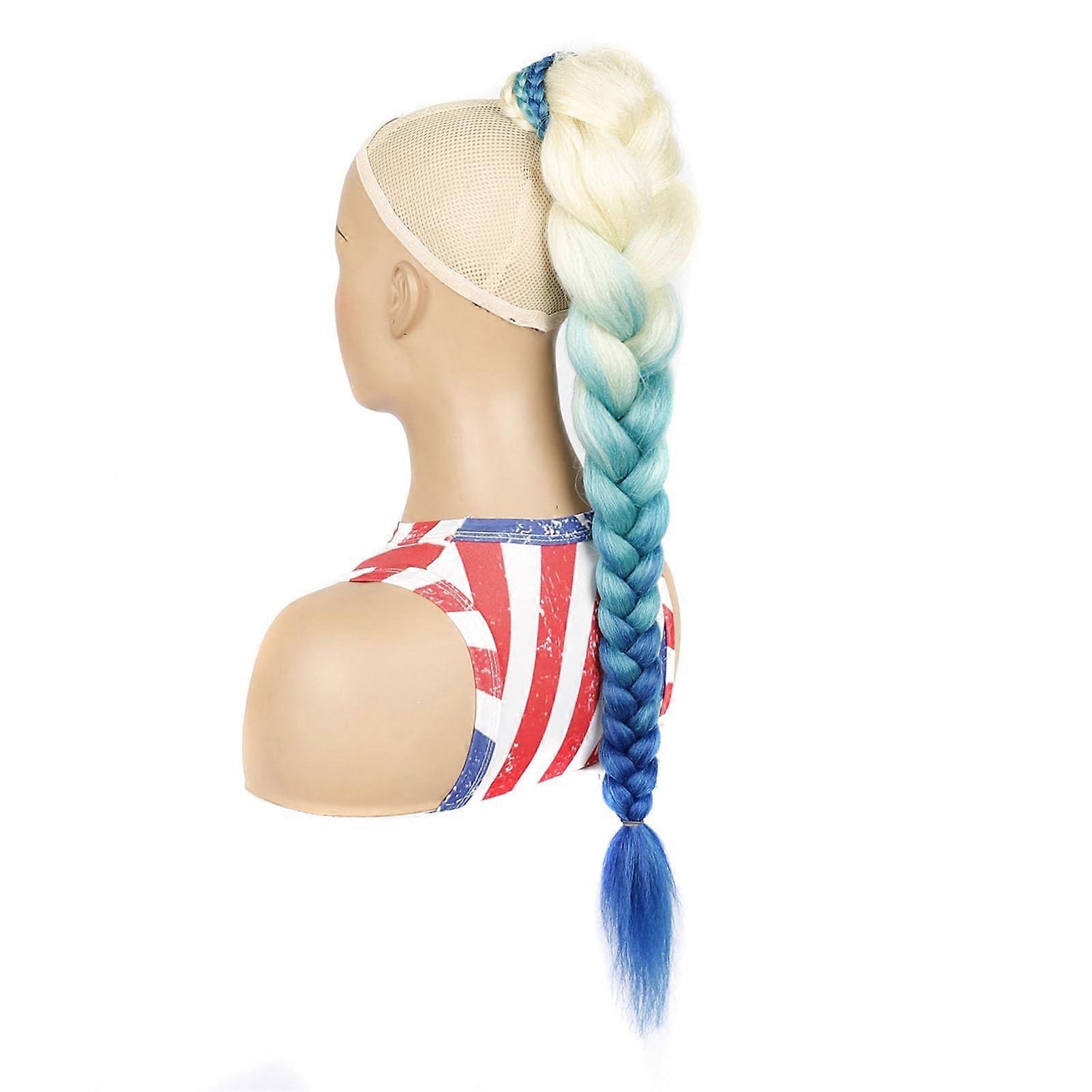 Braided Ponytail Extension with Drawstring Comb Clip, Heat Resistant Synthetic Fishbone Braid