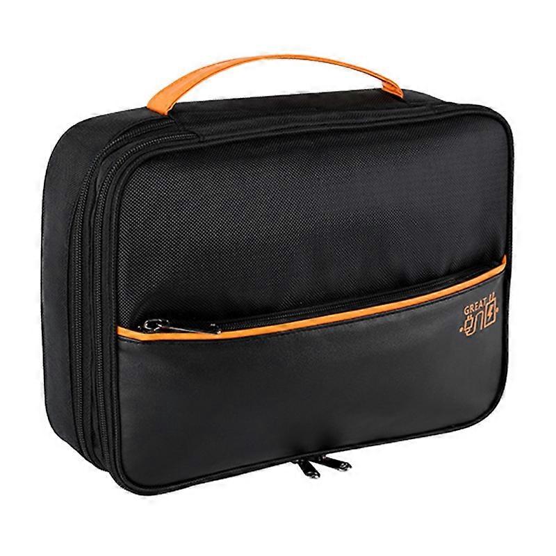 Three Layers Digital Accessories Storage Bag Polyester + PU Leather Data Cable Power Bank Handbag