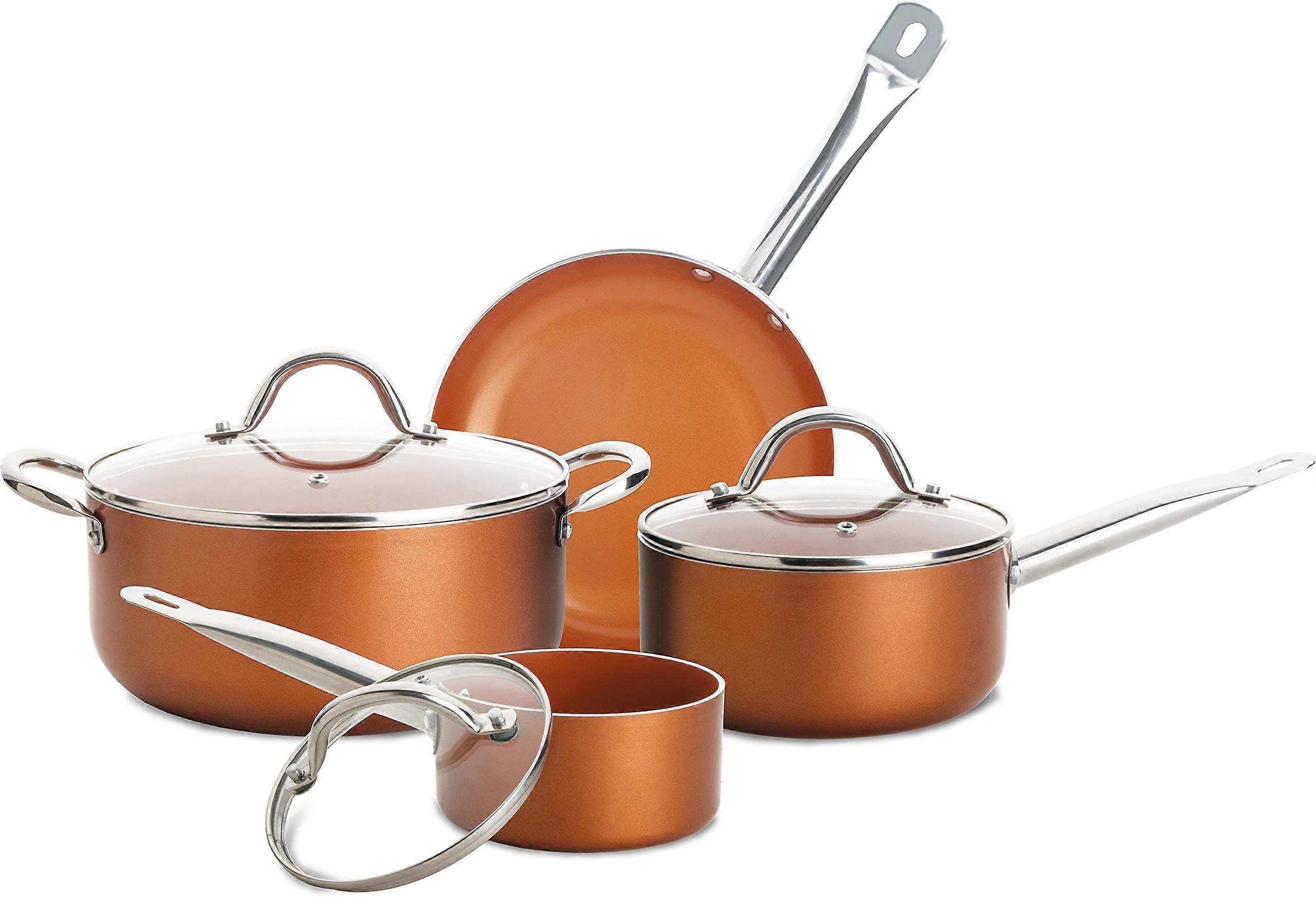 Copper Nonstick Cookware Set 7 Piece, PTFE PFOA , Induction Ready Pots and Pans