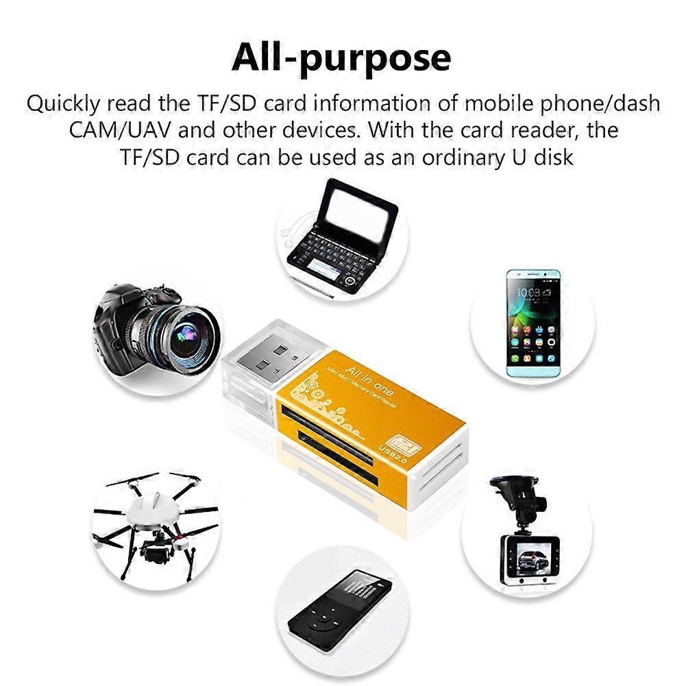 USB 2.0 Card Reader 4 in 1 Multi Card Reader Memory Adapter for Memory Stick T-Flash/M2/MS Card Reader Black