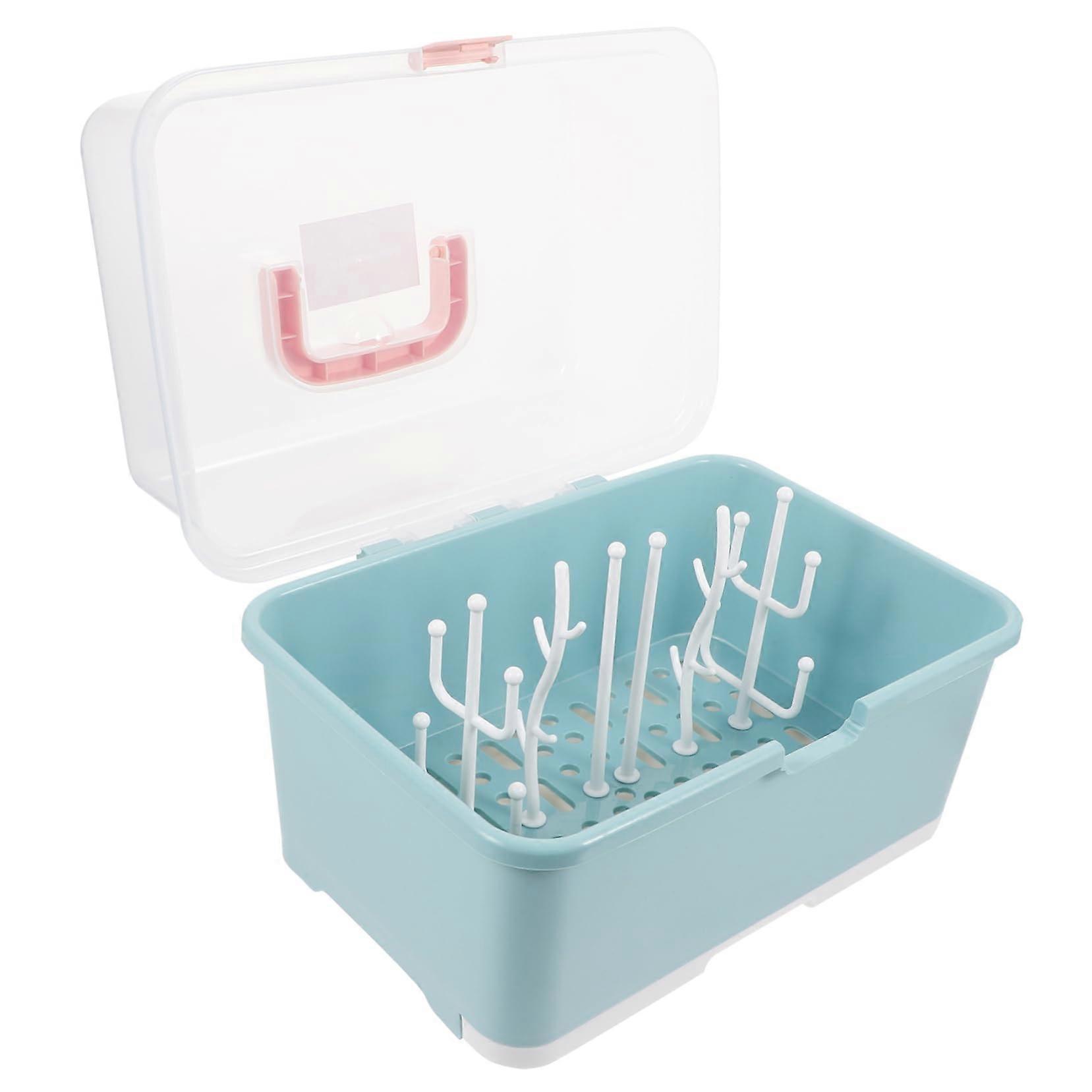 Baby Bottle Drying Rack and Pacifier Storage Case with Fast Drying Upright SpaceSaving Design