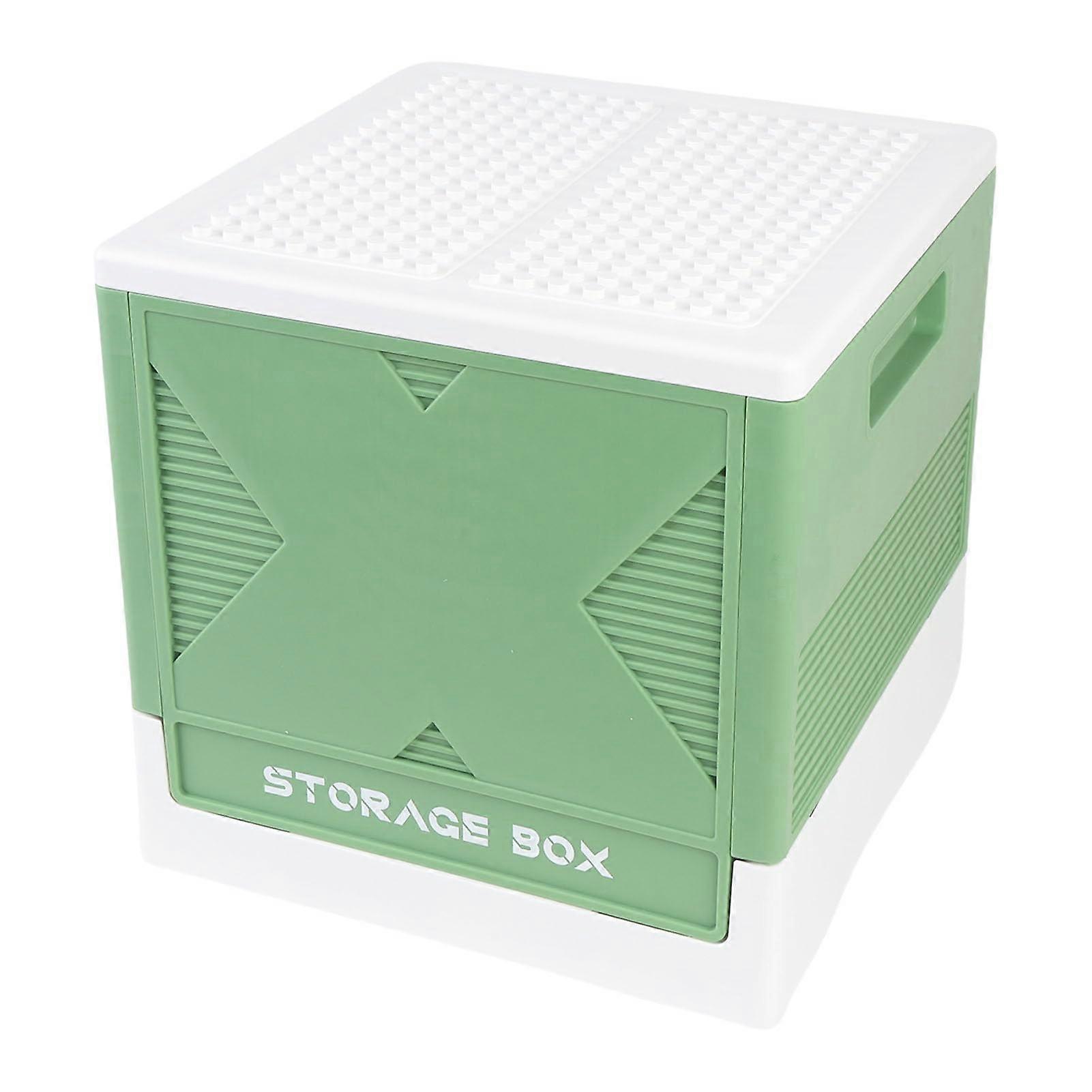 Stackable Storage Bin with Lid, 37L Foldable Toy Storage Box, Large Capacity Green Container