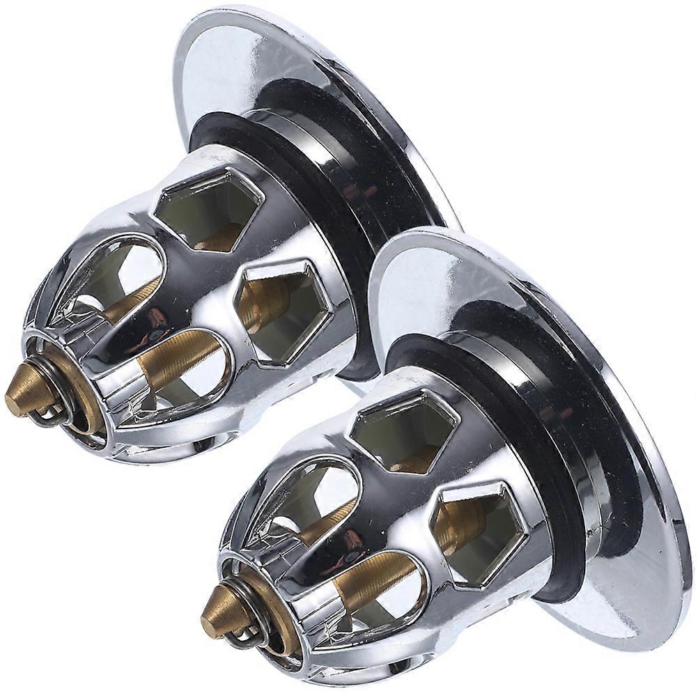 Press Type Bathtub Drain Plug for Sink 2Pcs Copper Silver Bathroom Basin Stopper