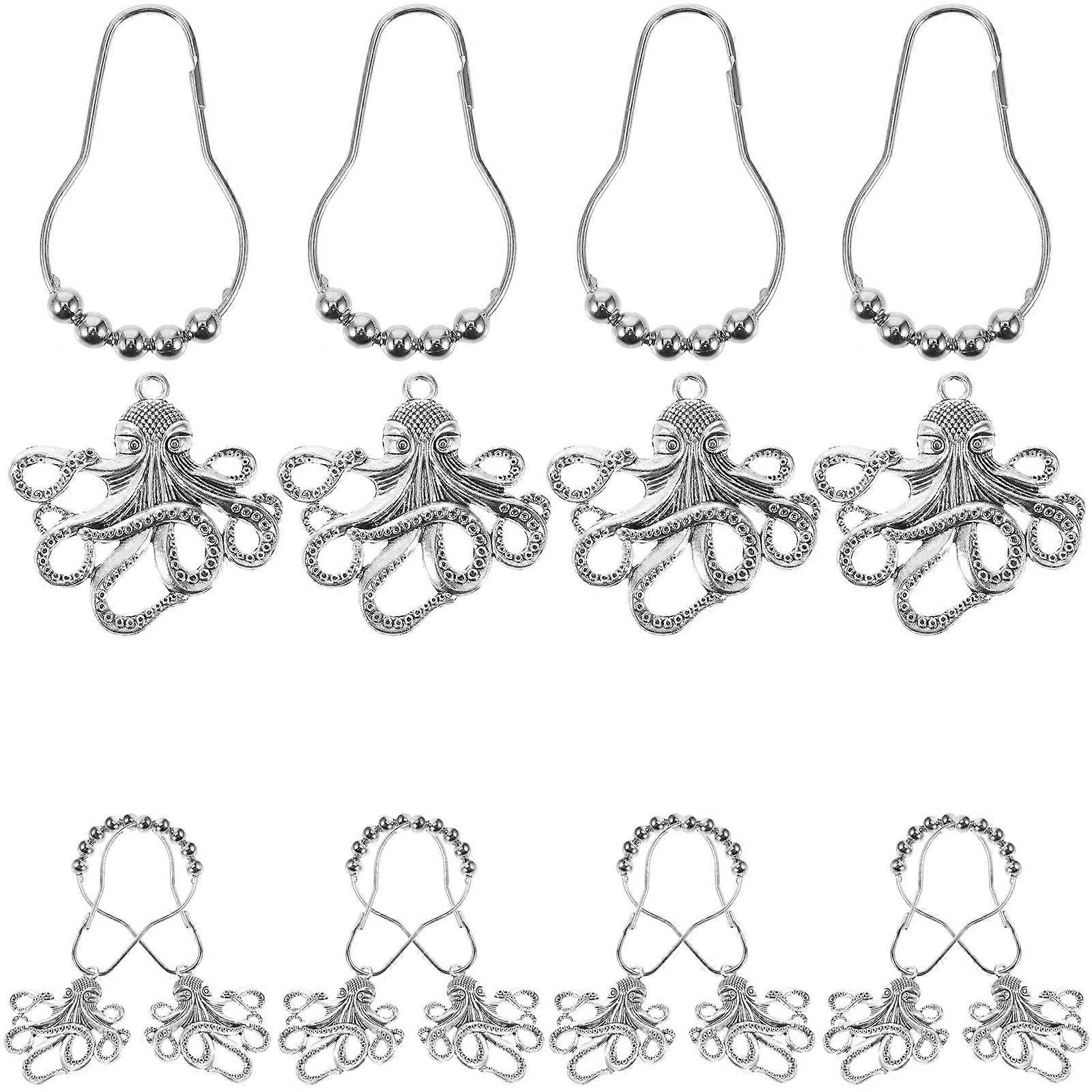 Bathroom Octopus Shower Curtain Hooks Iron Decorative 12Pcs Pack