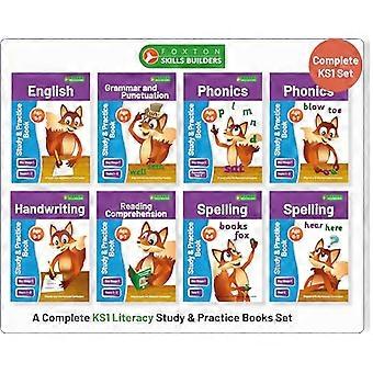 Komplet Key Stage 1 Literacy Study & Practice Books - 8-bogspakke! Engelsk, Fonetik, Stavning, Håndskrift, Læseforståelse for ALDEREN 4 - 7