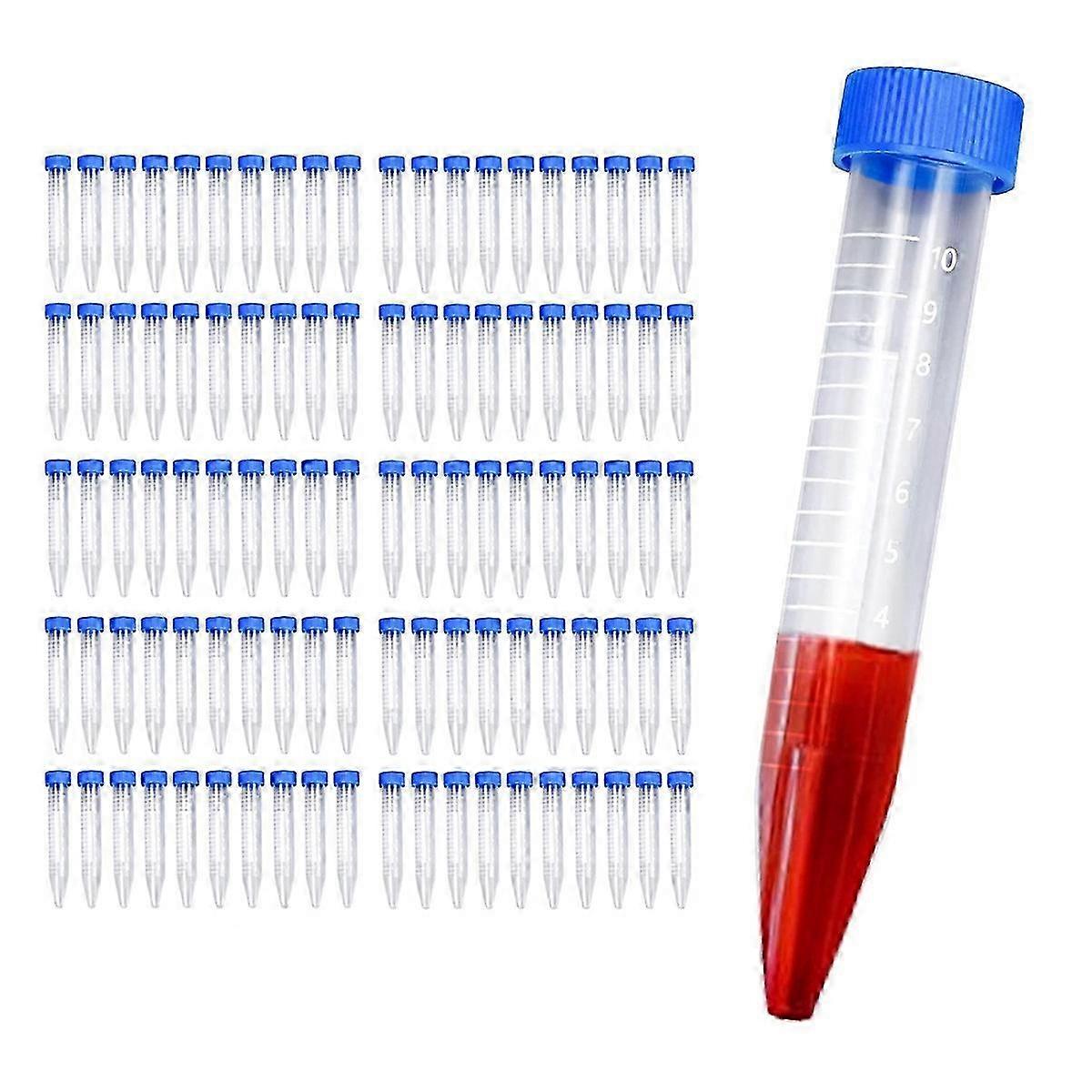 10ml Transparent Plastic Test Tubes 100Pcs for Sample Storage
