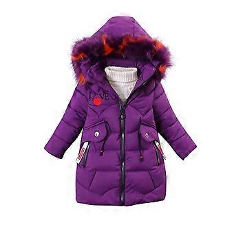 Pige Vinterfrakker Tungvægt Hætteklædte Puffer Jakke Kid Parka Fleece Sne Overtøj