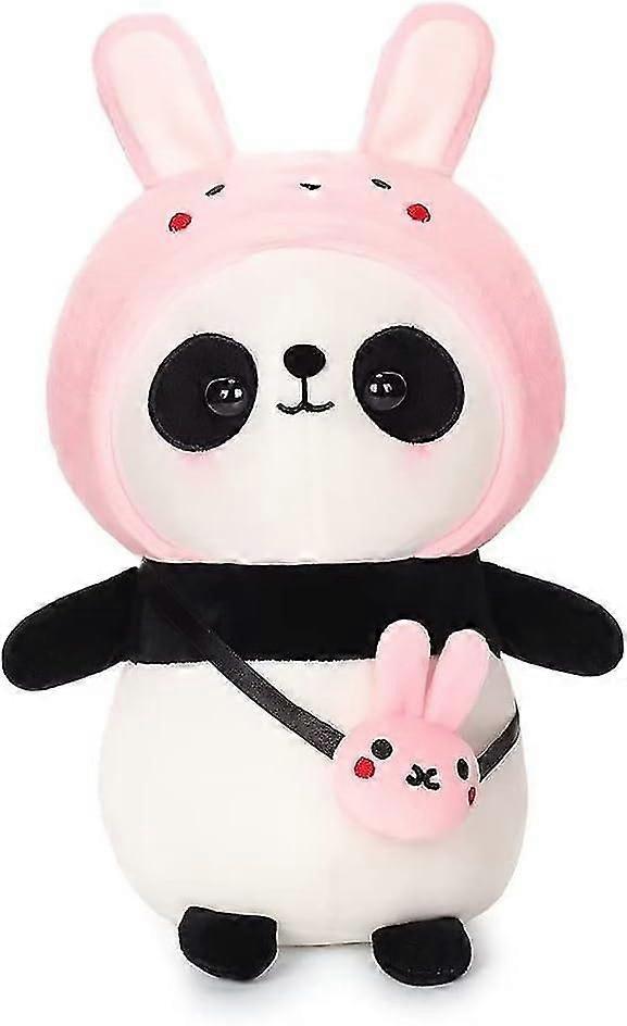 Cute Panda Rabbit Plush Stuffed Animal Panda Plushies com Rabbit Outfitpresentes para crianças11.8 polegadas