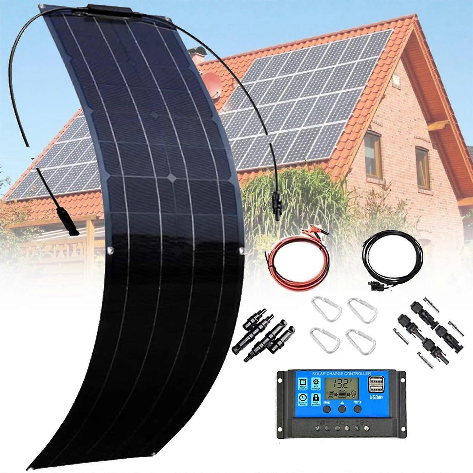 200W Flexible Monocrystalline Solar Panel Kit  Efficiency with 40A Controller for RV Boat Caravan
