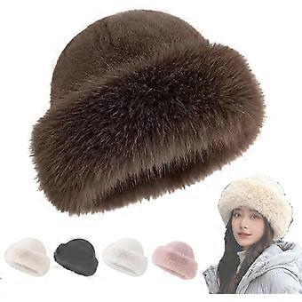 Damen-Winter-Bucket-Hat aus Kunstpelz, 2026 Neuer flauschiger Fischerhut, warmer Plüschhut aus Kunstpelz