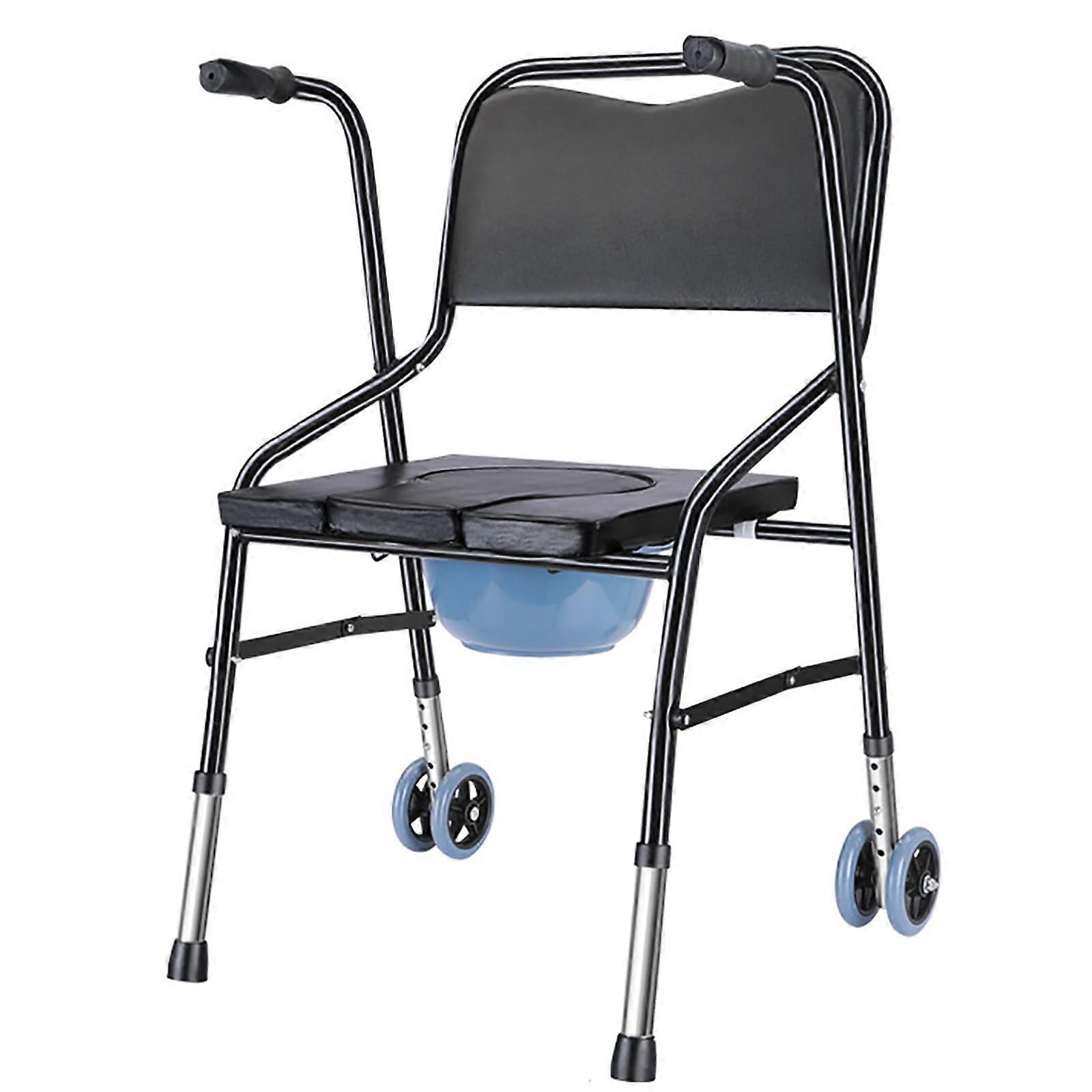 Bedside Commode Chair with Adjustable Height and Removable Bucket for Elderly and Disabled