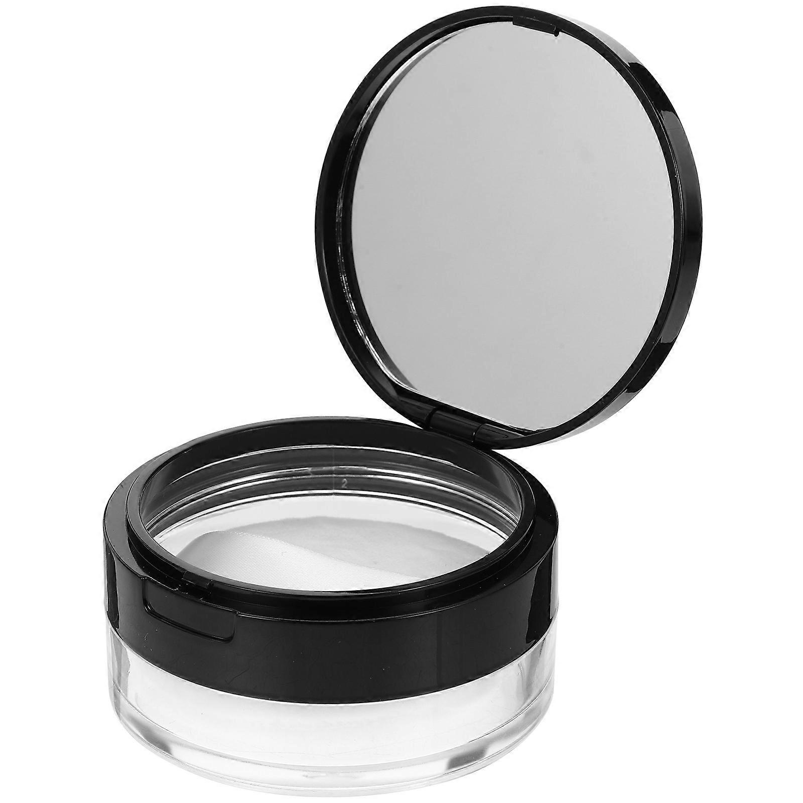 Empty Powder Case Black with Mirror for Makeup Storage Use