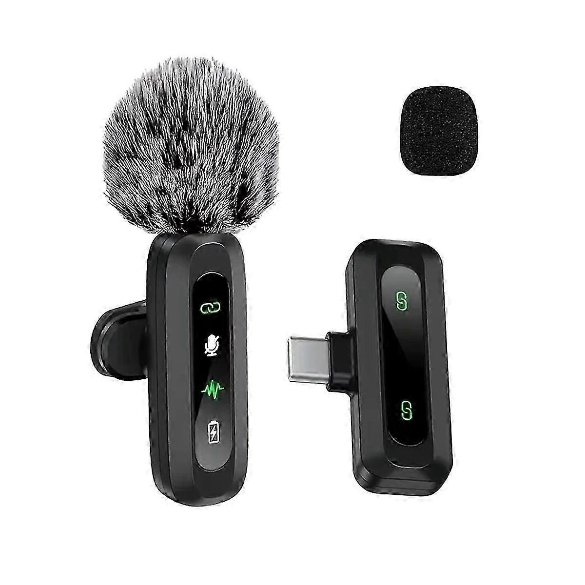 J3 Wireless Lapel Microphone USB Type-C Connector Noise Cancellation Mic compatible with Streaming Unidirectional- Pattern B