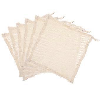 Cotton Linen Yellow Jute Bath Scrubbers for Exfoliating Body 6Pcs Set