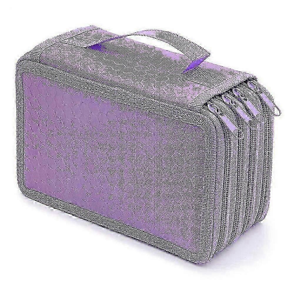 Purple)Square Four-layer Pencil Case Four-Layer