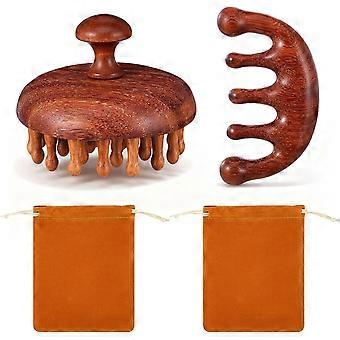 Wooden Scalp Massage Comb, Sandalwood Head Massager for Hair Growth & Relaxation