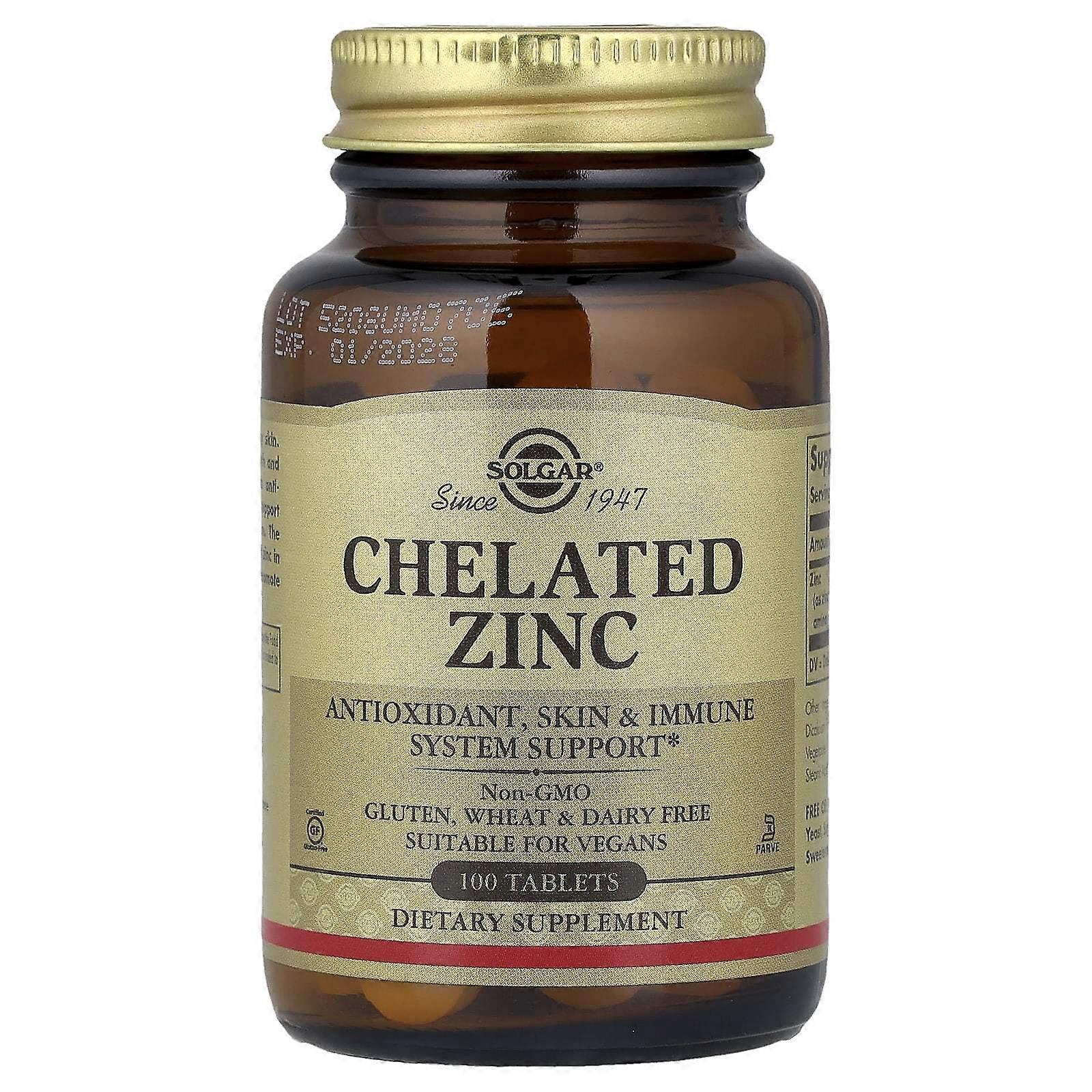 Solgar, Chelated Zinc, 100 Tablets (22 mg per Tablet), 3-Pack