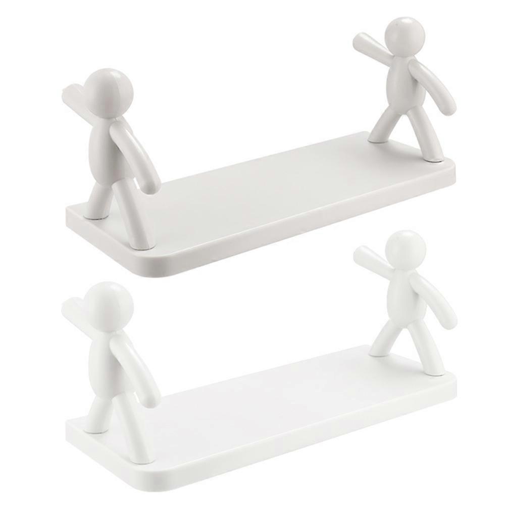 Wall Storage Rack Simple Hanging for Storage 2Pcs Bathroom Shelf White