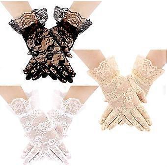 3 Colors Ladies Lace Gloves Short Gloves Courtesy Summer Gloves compatible  Women Wedding Opera