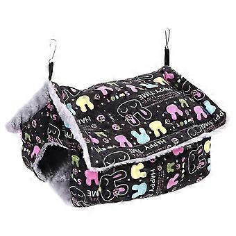 Hängendes Baumwoll-Kleintierbett, bequeme Hängematte, weiches schwarzes Kaninchen-Design, für Chinchillas, Eichhörnchen, Papageien und Vögel, langlebig, warm zum Schlafen.