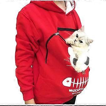 Moletom com Capuz para Amantes de Gatos, Estampa de Pata de Canguru, Pulôver com Bolso Acolchoado e Orelhas de Animal S04