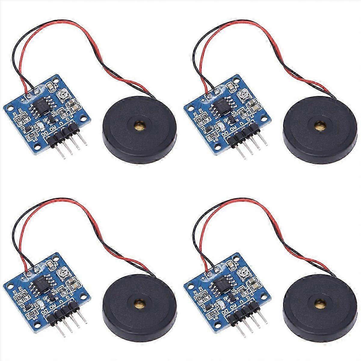 4 Pack Piezoelectric Vibration Sensor Module, Mini Tapping Switch with Adjustable Sensitivity for DIY Electronics Projects