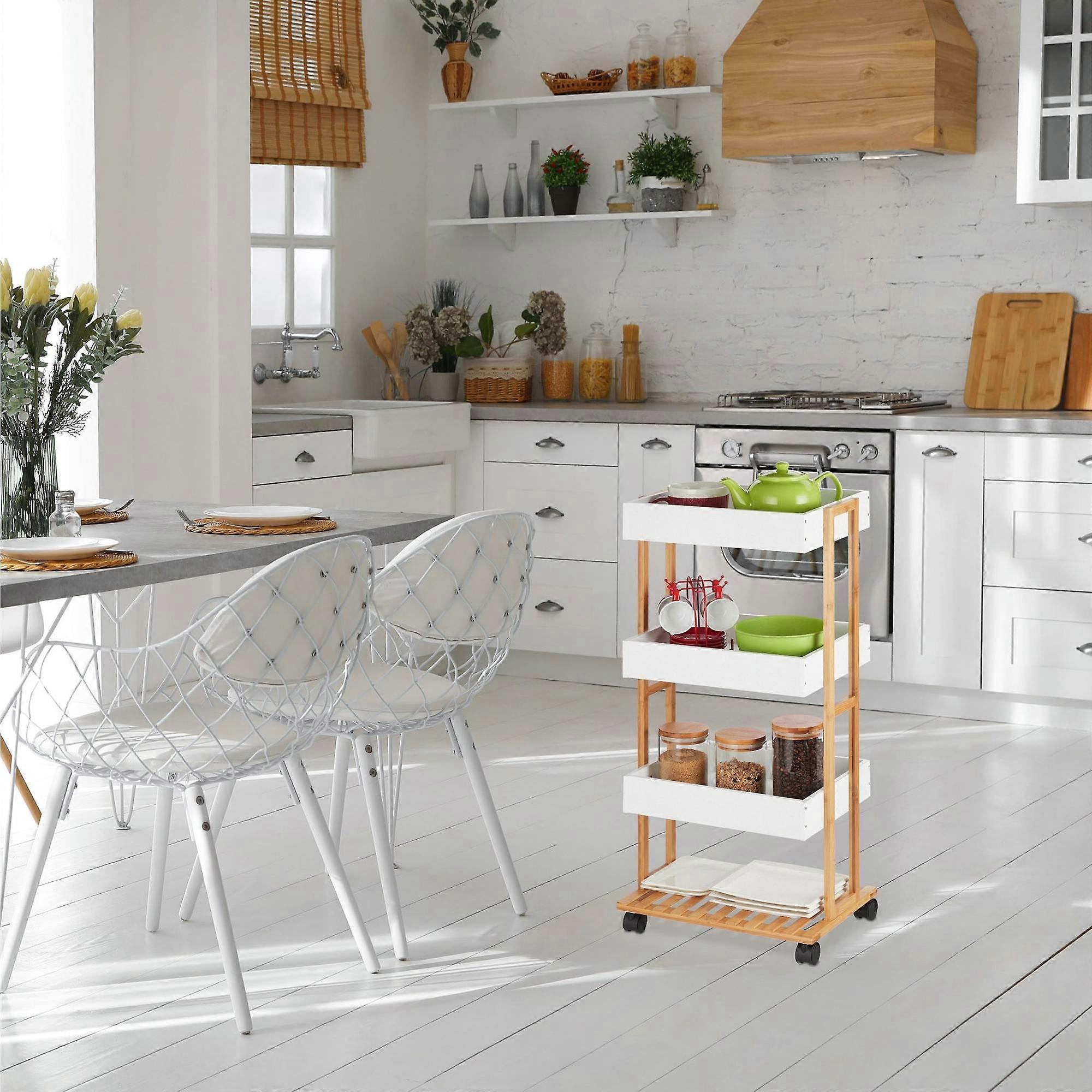 Serving trolley with 4 shelves